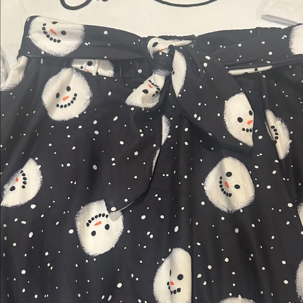 Girls Snowman Print Black Twirl Skirt Set Sz 7/8 “Baby its cold outside”